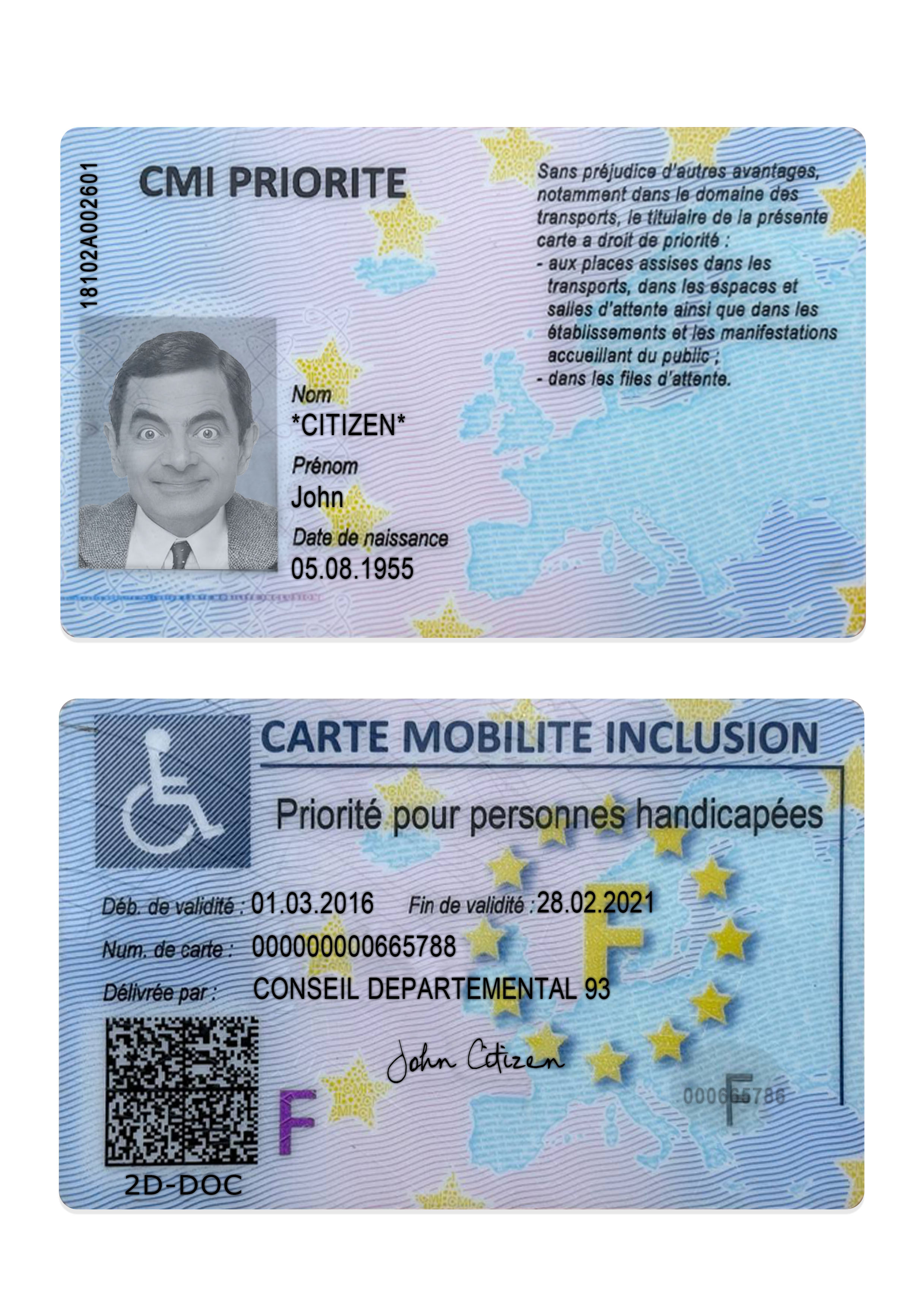 France carte mobilite inclusion (CMI)